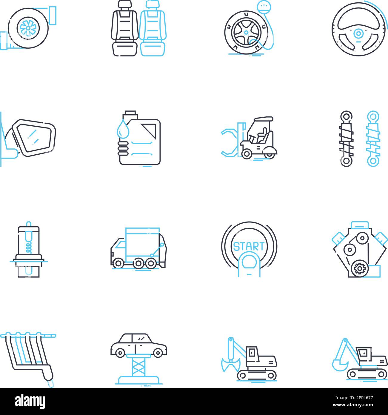 Lineare Symbole für Coupé festgelegt. Sportlich, Schlank, Aerodynamisch, Schnell, Elegant, Luxus-, Performance-Linienvektor- und Konzeptzeichen. Eleganz, Klassik, Kultcharakter Stock Vektor