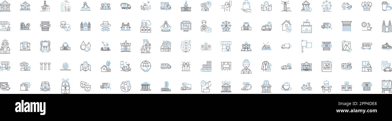 Symbolsammlung für Werbebranche. Branding, Marketing, Werbeaktionen, Kampagnen, Kommunikation, Medien, Kreativvektor und lineare Darstellung Stock Vektor