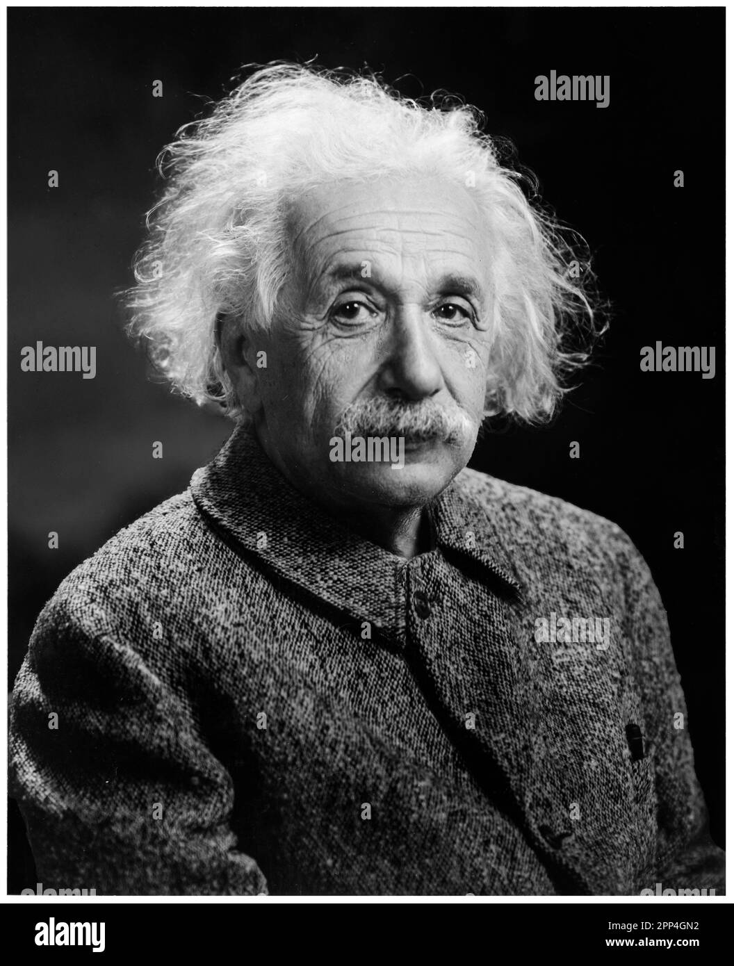 Das Foto zeigt Albert Einstein, Kopf-und-Schulter-Porträt, leicht nach rechts gerichtet. Ungefähr 1947. Orren Jack Turner Stockfoto
