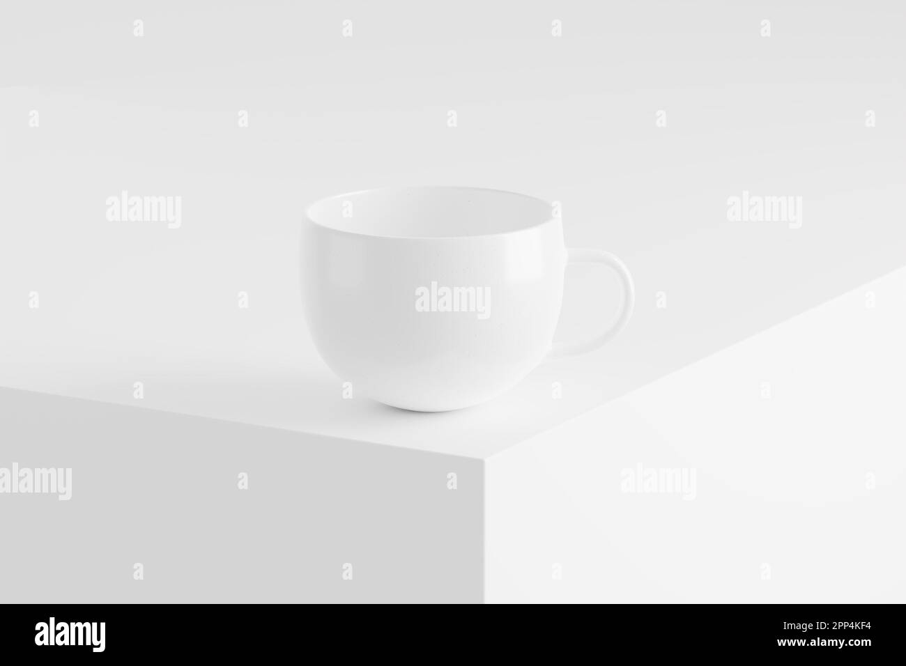 Keramikbecher Tasse für Kaffee Tee weiß blank 3D Rendering Mockup Stockfoto