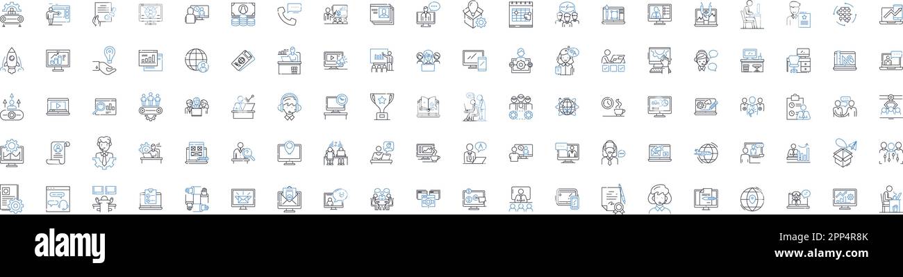 Sammlung der Liniensymbole für Geschäftsleute. Mitarbeiter, Unternehmer, Innovatoren, Strategen, Manager, Führungskräfte, Mitarbeiter, vektorientiert und linear Stock Vektor