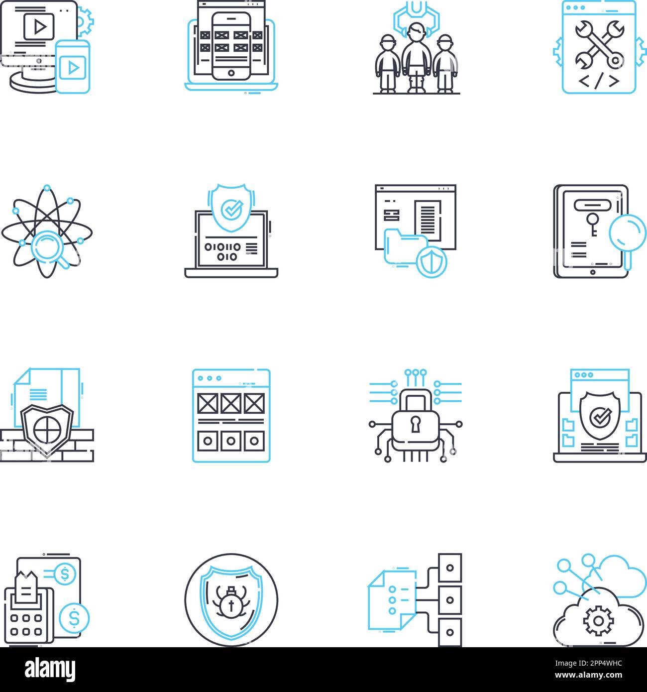 Lineare Symbole für Mobilität eingestellt. Transport, Bewegung, Transit, Reisen, Pendeln, Fahren, Navigationslinienvektor und Konzeptschilder. Mobilität,Fluss Stock Vektor