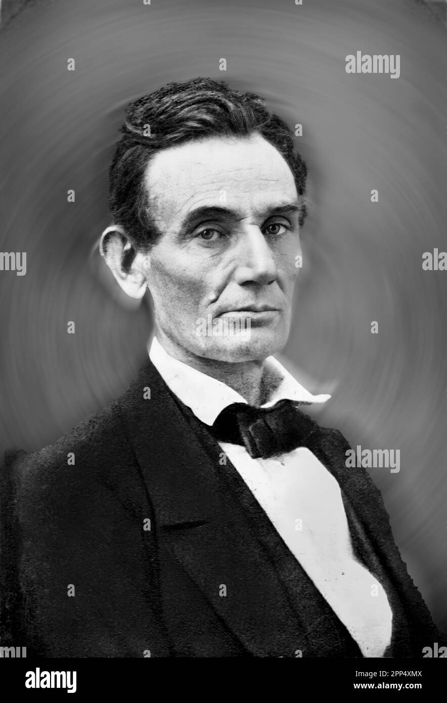 Fotografiedruck (1892) eines Porträtfotos von Abraham Lincoln, das 1860 aufgenommen wurde, bevor er 1861 US-Präsident wurde. Bitte beachten Sie, dass t Stockfoto
