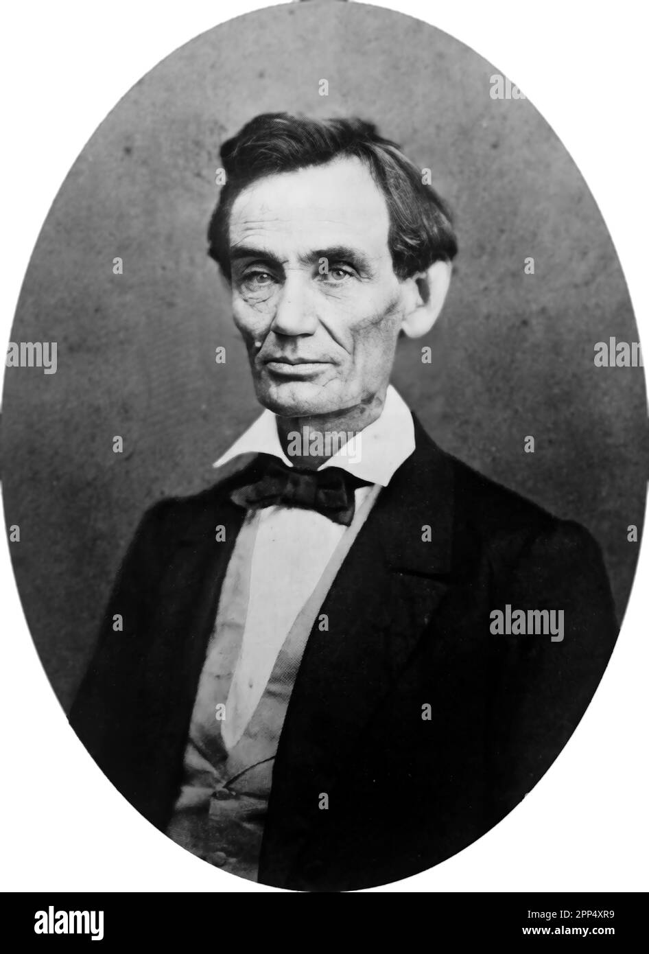 Foto von Abraham Lincoln. 1859. Bitte beachten Sie, dass die Fläche digital verbessert wurde. Nicht verändert. Stockfoto