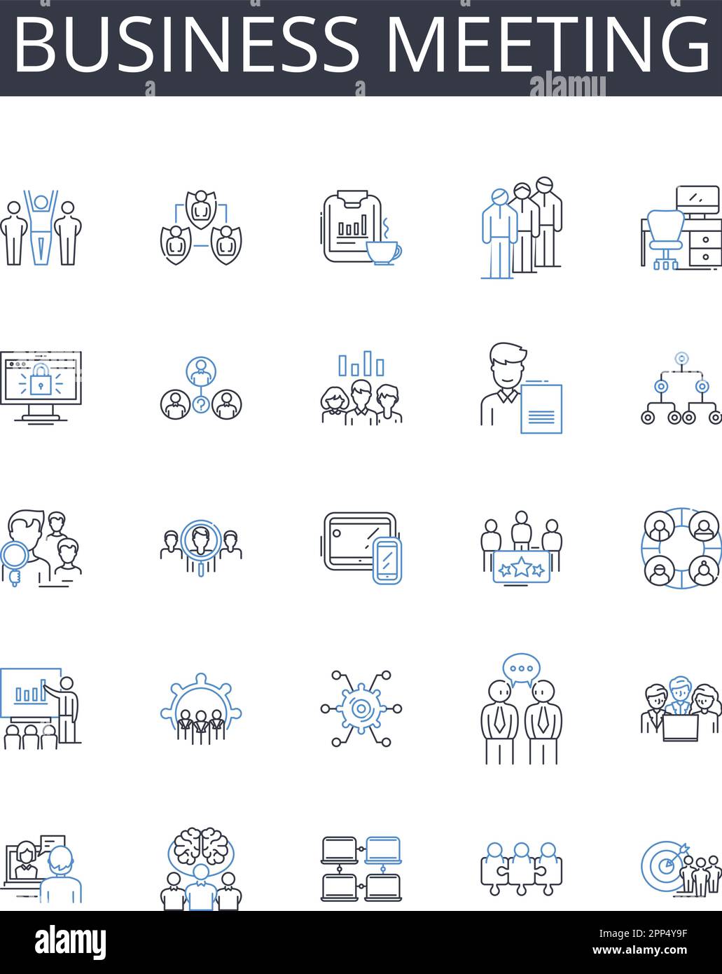 Symbolsammlung für Geschäftsbesprechungen. Weinberg, Sommelier, Vintage, Trauben, Kork, Rose, Chardonnay-Vektor und lineare Darstellung. Merlot, Cabernet Stock Vektor