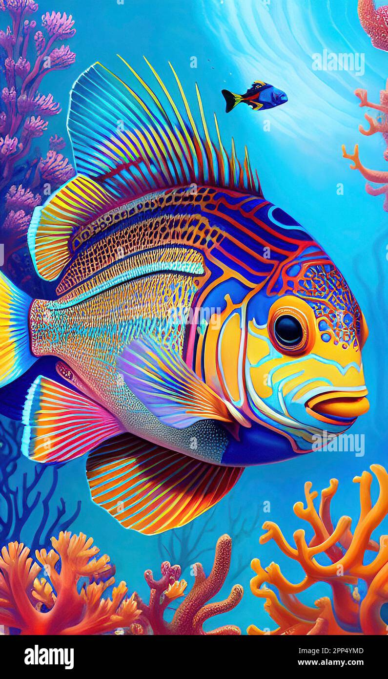 Farbenfrohe Tropische Fischkunst Stockfoto