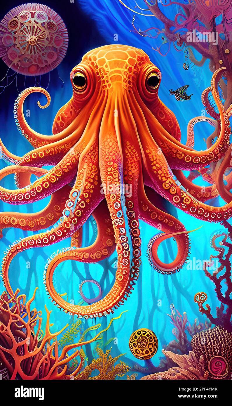 Fantasy Octopus Art Stockfoto