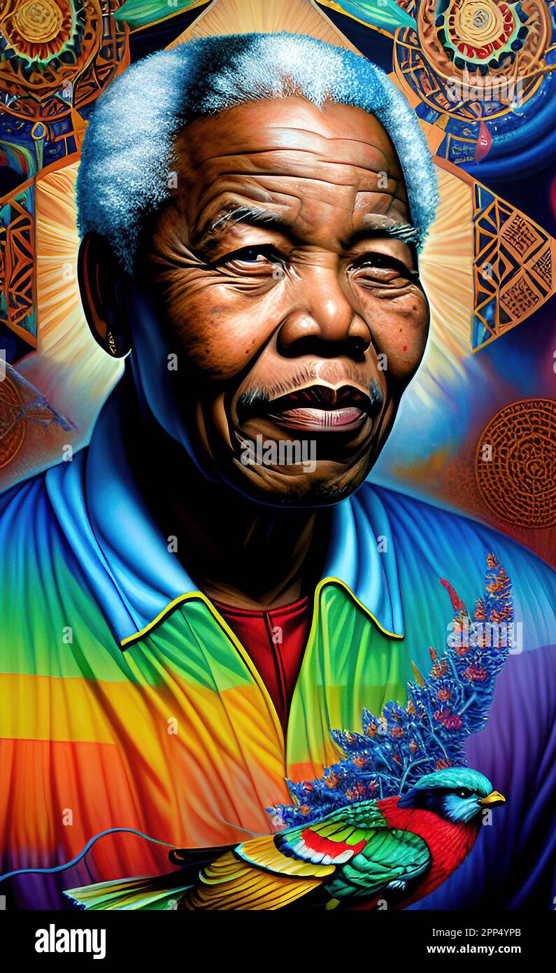 Nelson Mandela Farbenfrohe Kunstwerke Stockfoto