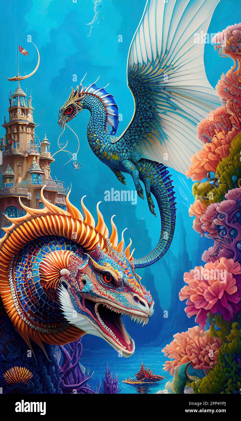 Fantasy Sea Dragons Stockfoto