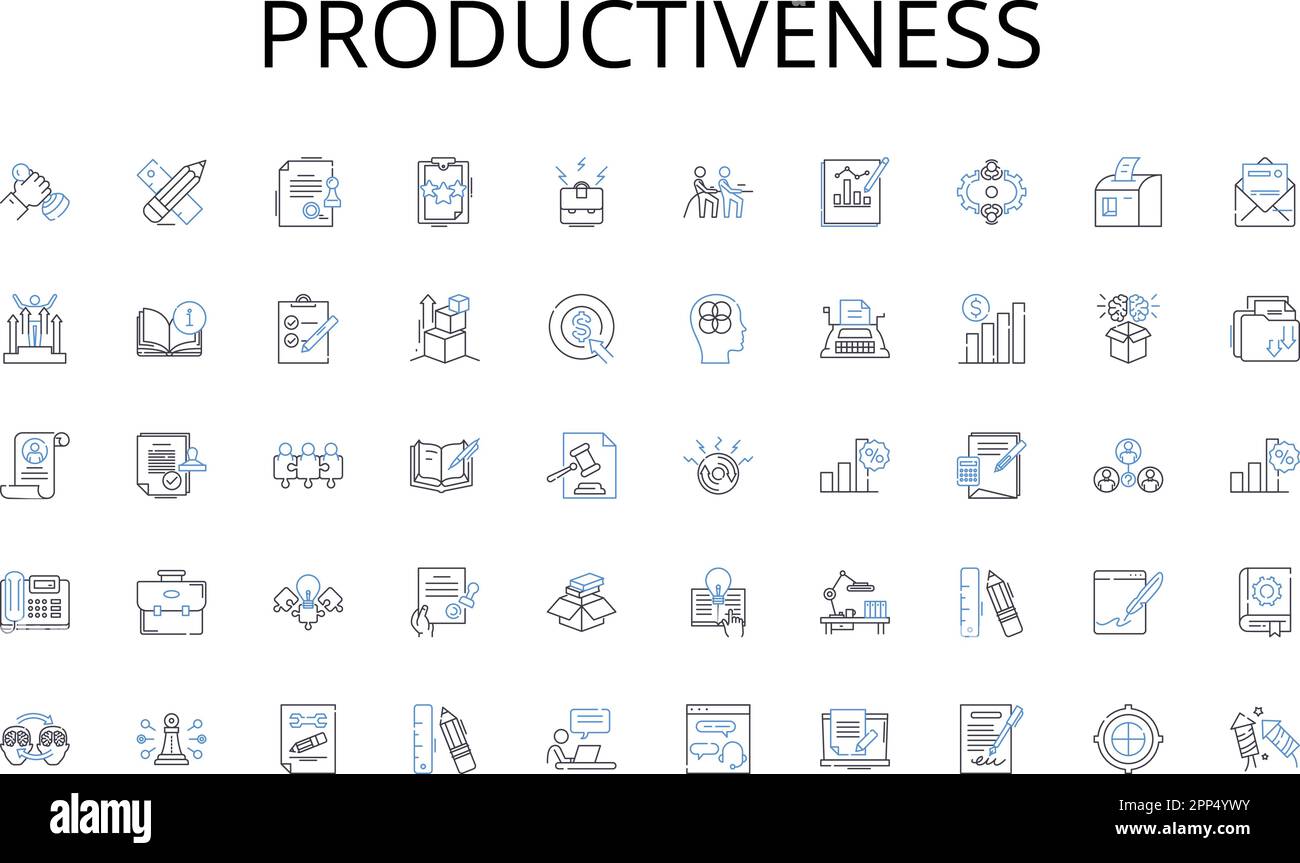 Kollektion mit Symbolen für Produktivitätslinien. Blockbuster, Kino, Filmemacher, Hollywood, Fortsetzung, Drama, Thriller-Vektor und lineare Darstellung. Aktion Stock Vektor