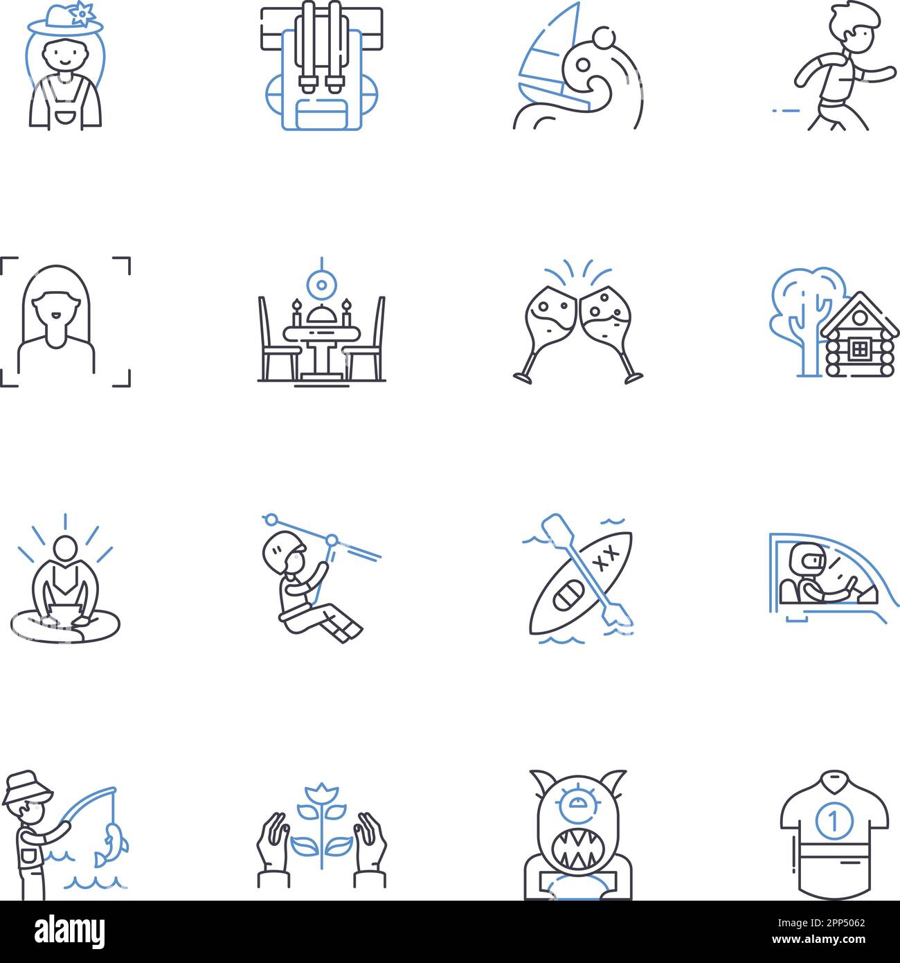 Symbolsammlung für Unterhaltungssektor. Filme, Musik, Gaming, Fernsehen, Comedy, Konzerte, Kunstvektor und lineare Illustration. Theater, Stand-up Stock Vektor