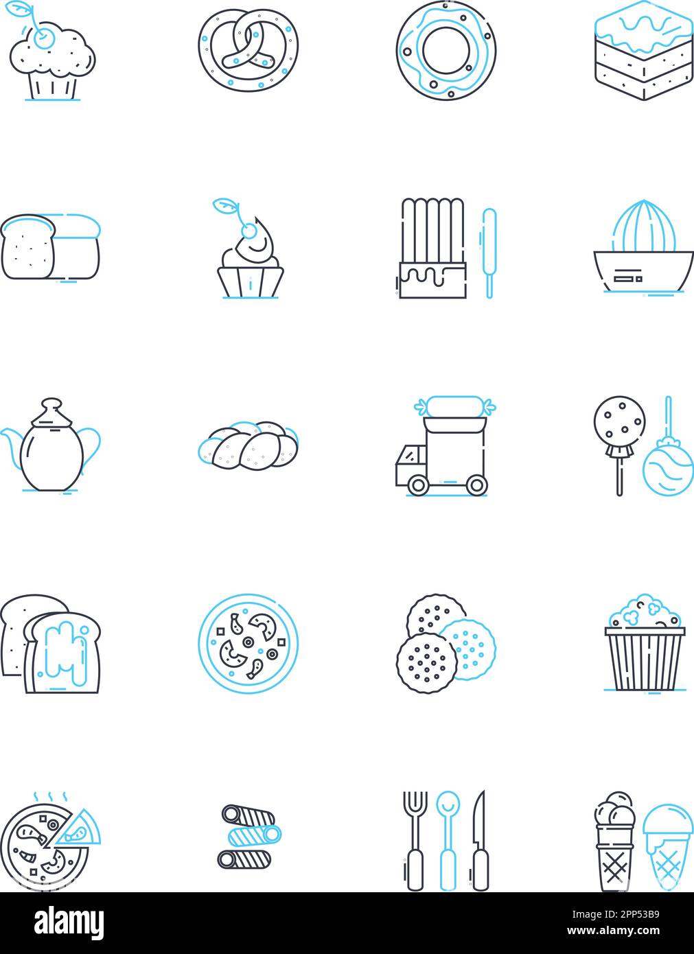 Lineare Symbole für Schokoladenfabrik eingestellt. Süß, Kakao, Genuss, Schmelzen, Dekadenz, Temperierung, Trüffellinienvektor und Konzeptzeichen. Fabrik, Qualität Stock Vektor