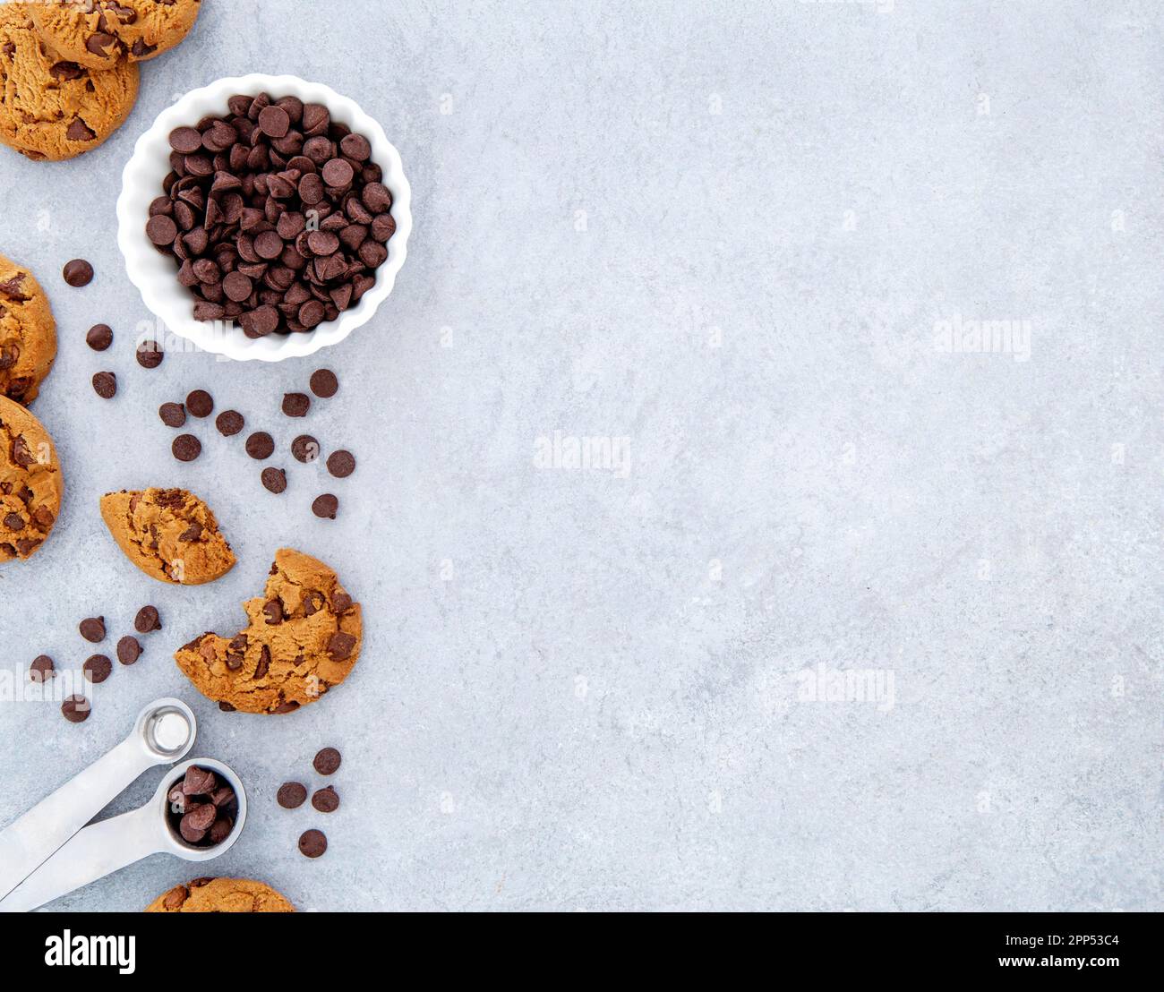 Draufsicht Cookies Schokolade Chips kopieren Platz Stockfoto