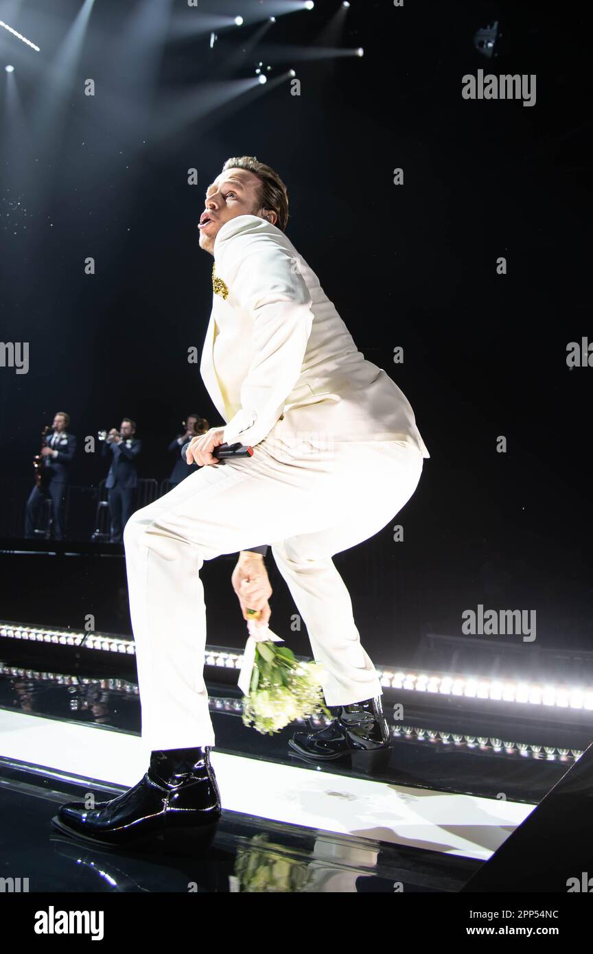 Glasgow, Großbritannien. 21. April 2023. Olly Murs tritt im OVO Hydro in Glasgow auf seiner „Hour Me“-Tour 2023 am 21. April auf: Glasgow Green at Winter Time/Alamy Live News Stockfoto