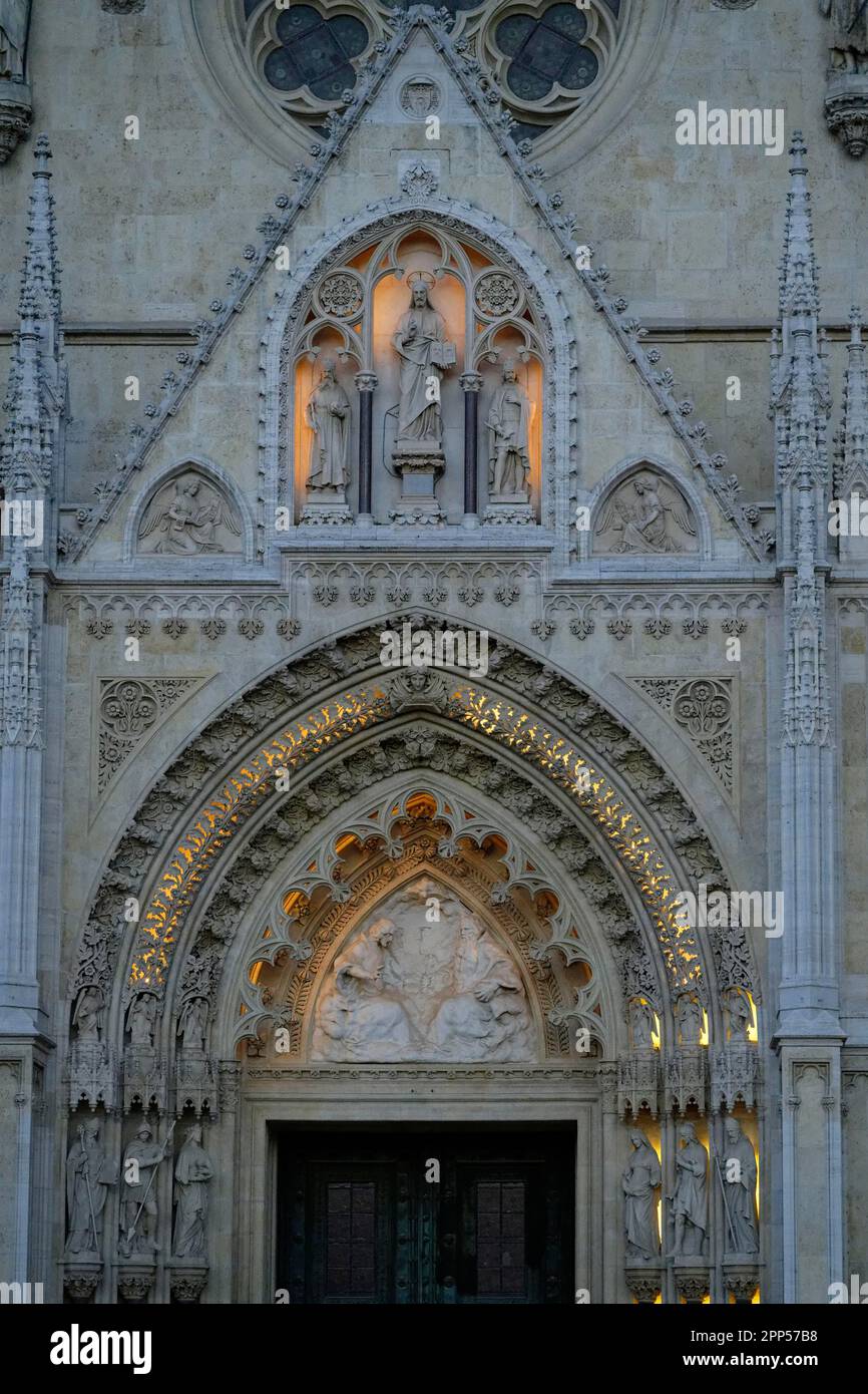 Kathedrale, Portal, Abendatmosphäre, Zagreb, Grad Zagreb, Kroatien Stockfoto