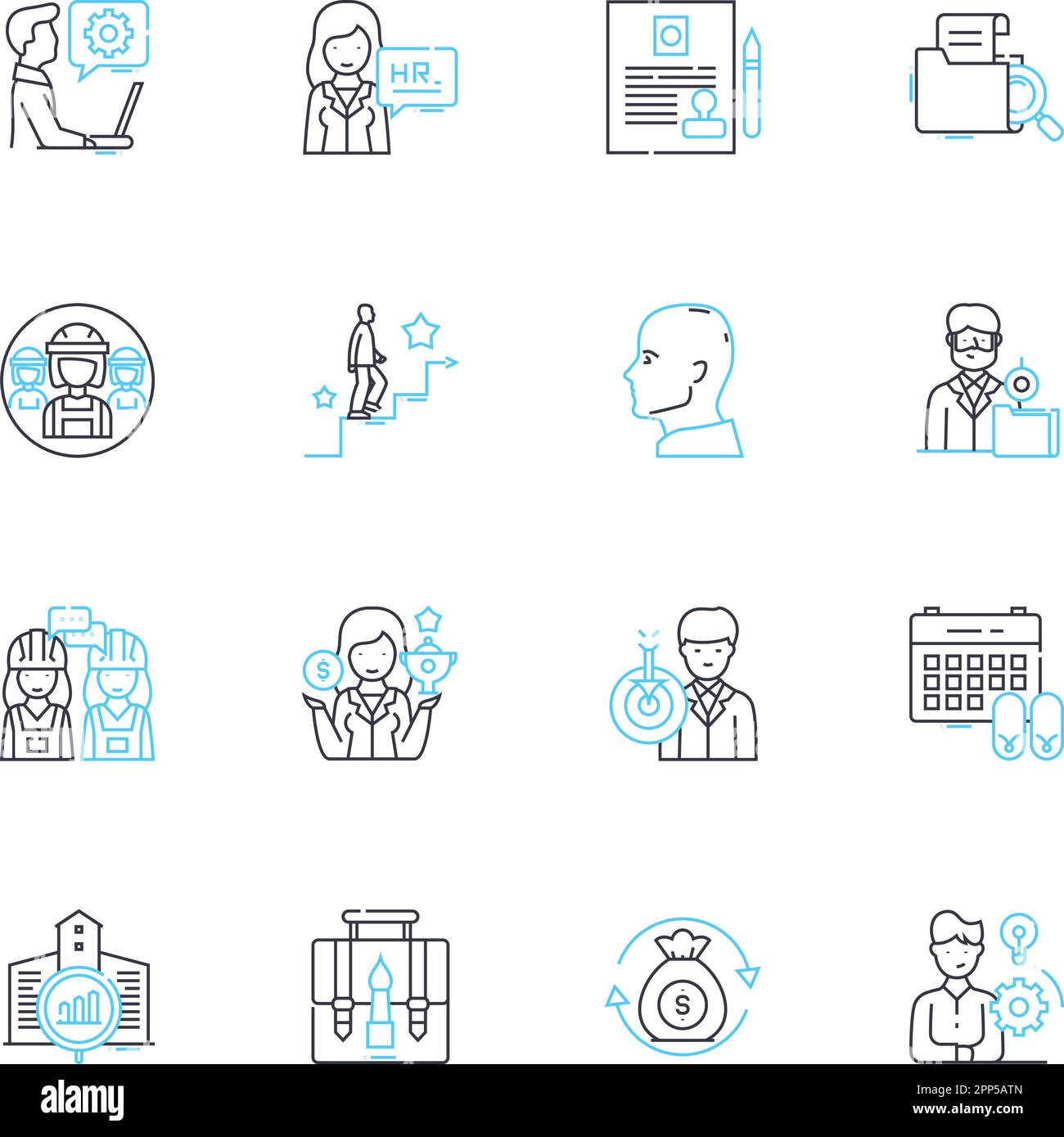 Linearer Symbolsatz für technisches Know-how. Programmierung, Nerking, Debugging, Automatisierung, Cybersicherheit, Cloud, Algorithmen Linienvektor und Konzeptzeichen Stock Vektor