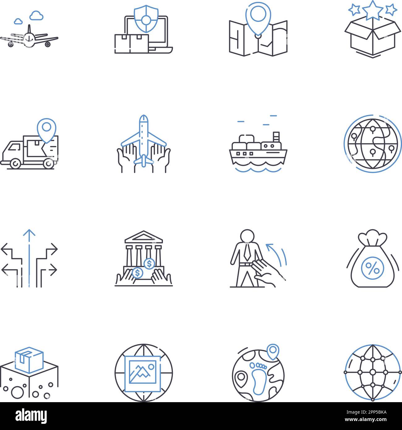 Symbolsammlung für Verpackungs- und Etikettierungslinien. Branding, Design, Schutz, Nachhaltigkeit, Kreativität, Innovation, Klebevektor und linear Stock Vektor