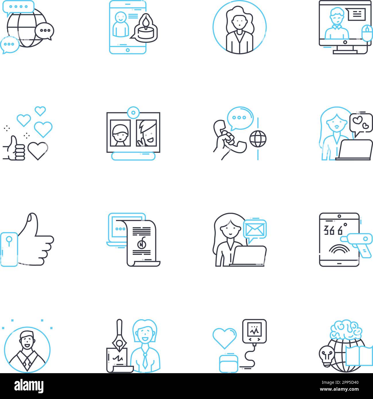 Anzeigetaktik lineare Symbole gesetzt. Branding, Werbeaktion, Überzeugungsarbeit, Zielgruppenansprache, Bewusstsein, Kampagne, Kreativitätslinienvektor und Konzeptzeichen Stock Vektor