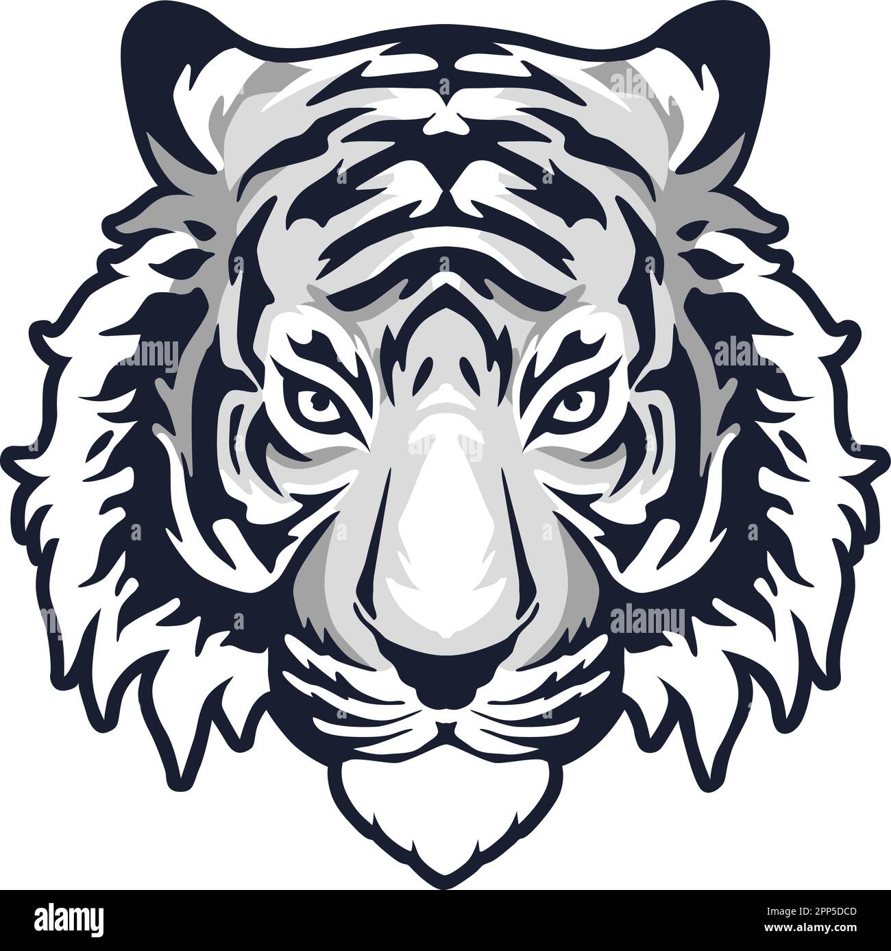 Tigergesicht-Ausdruck-Illustration. Tattoo Art. Vektor. Stock Vektor