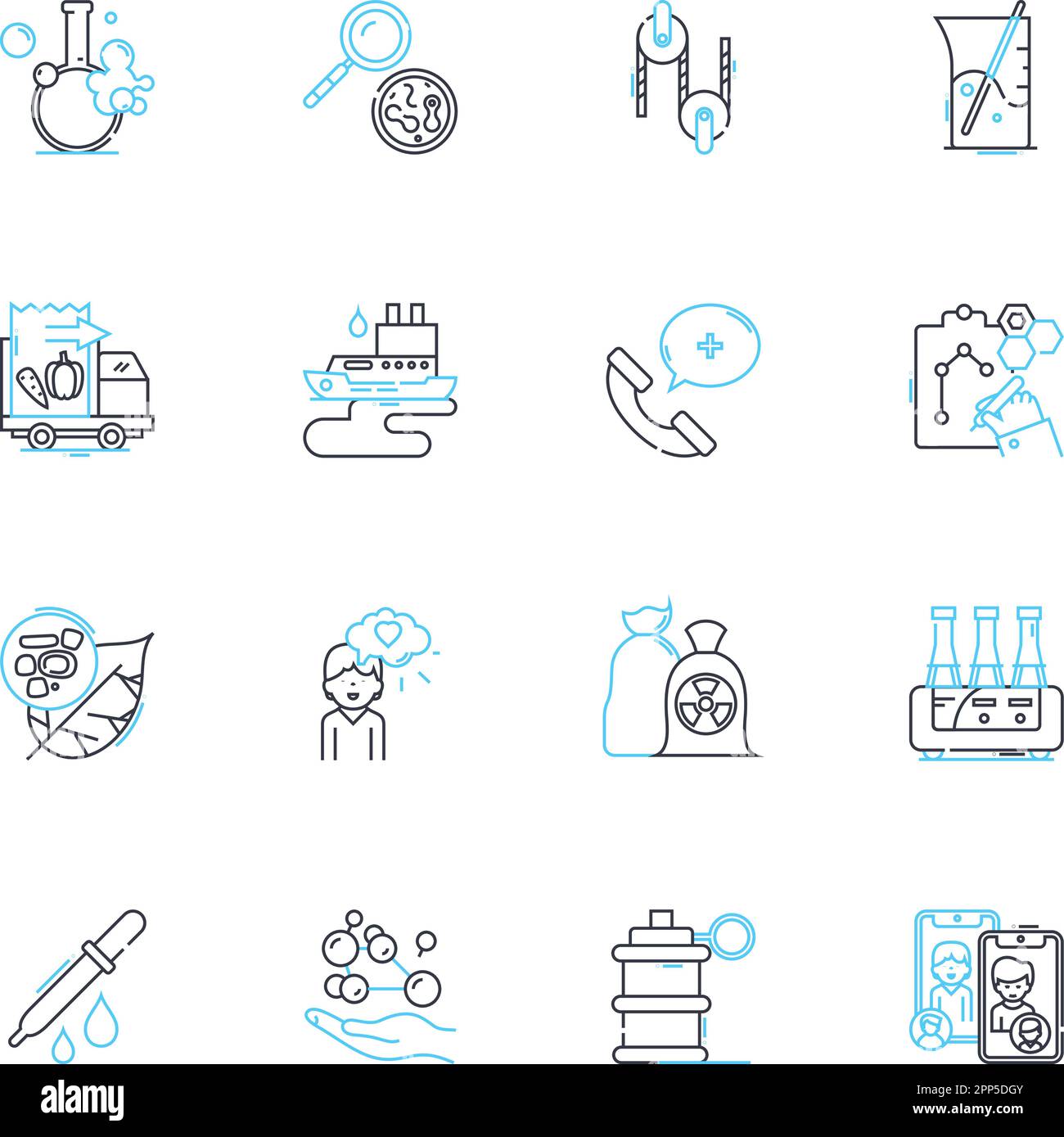 Philosophie Ideologie Lineare Symbole gesetzt. Existentialismus, Rationalismus, Absurdismus, Stoikismus, Utilitarismus, Postmodernismus, Idealismus, Linienvektor und Stock Vektor