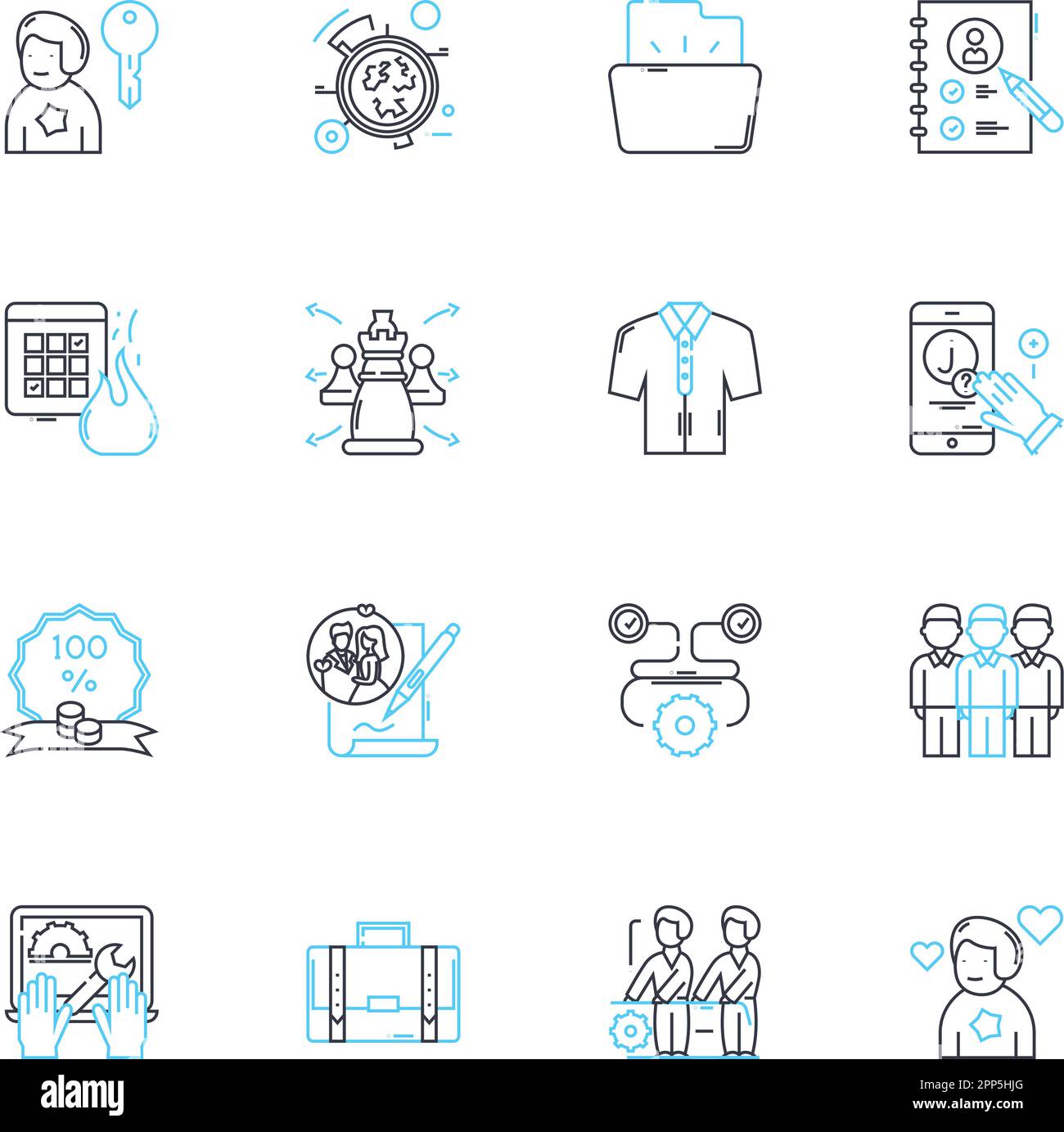 Satz linearer Symbole wird geschrieben. Kreativität, Ausdruck, Schreibkunst, Fantasie, Geschichtenerzählen, Poesie, Prose-Linien-Vektor und Konzeptzeichen Stock Vektor