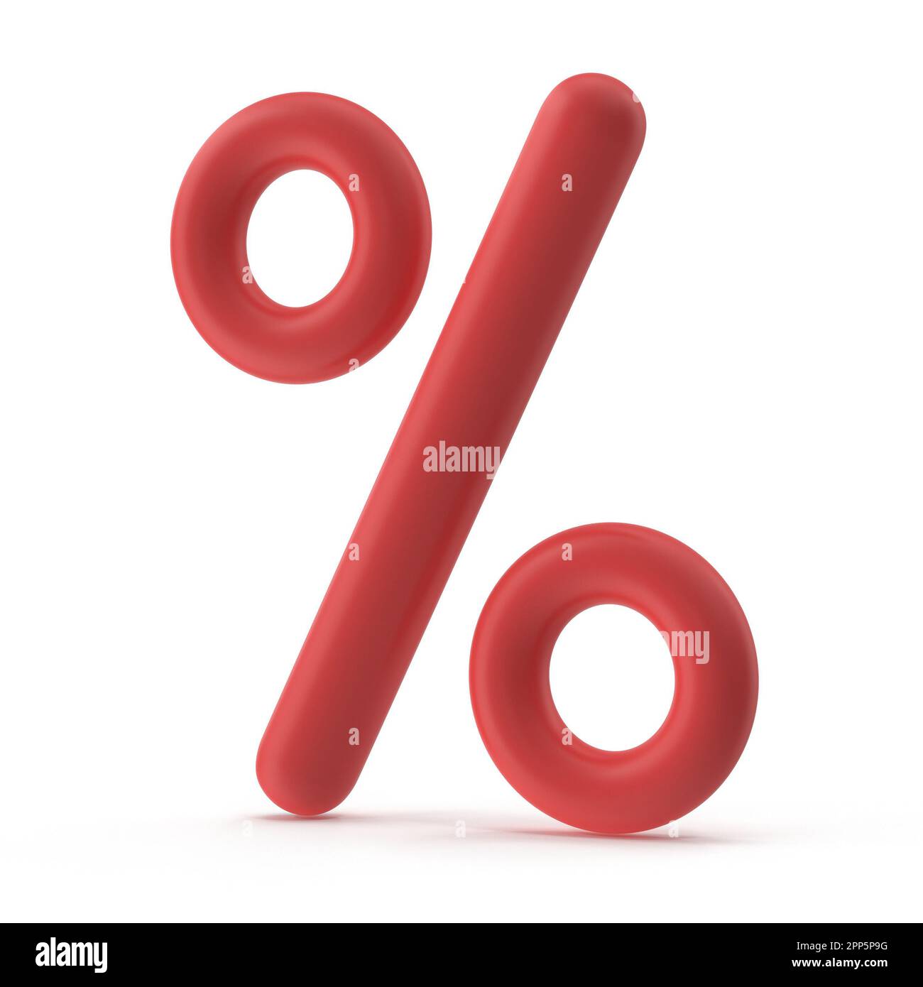 Rotes Prozentsymbol , Dies ist ein 3D gerendertes computergeneriertes Bild. Isoliert auf Weiß. Stockfoto