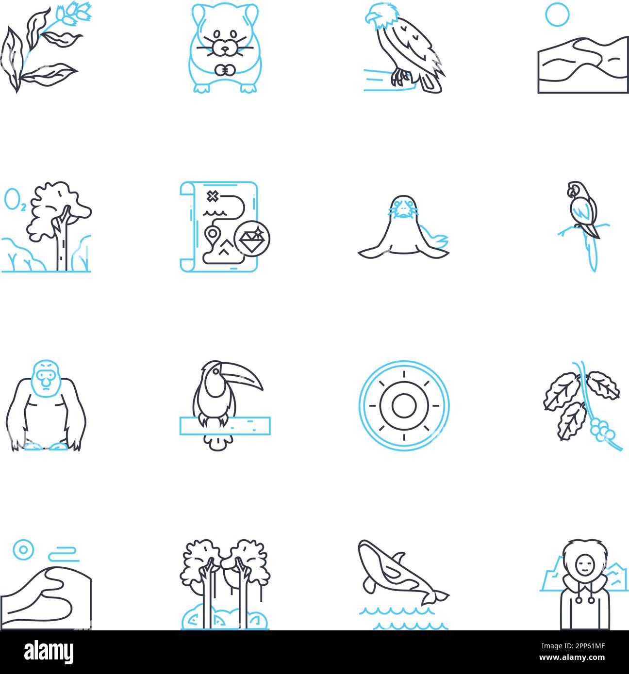 Lineare Symbole für Kreaturen festgelegt. Insekten, Nagetiere, Reptilien, Arachniden, Säugetiere, Vogellinienvektor und Konzeptzeichen. Amphibien, Bienen, Spinnen Stock Vektor