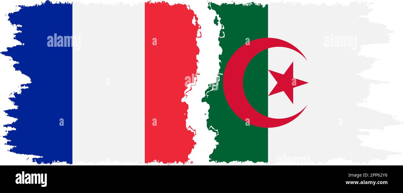 Algerien und Frankreich Grunge Flaggen Verbindung, Vektor Stock Vektor