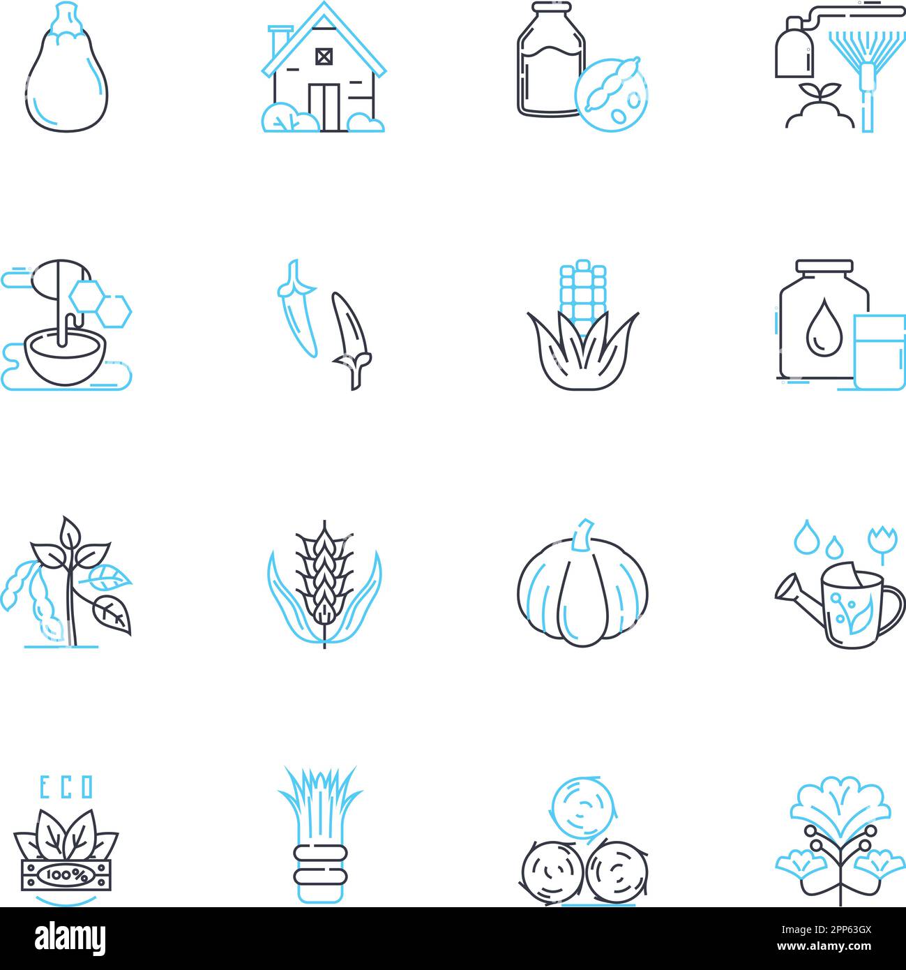 Biodynamische Landwirtschaft - Lineare Symbole gesetzt. Nachhaltigkeit, organisch, Boden, biodynamische Präparate, Kompost, Diversity, Harmony Line Vector und Concept Signs Stock Vektor