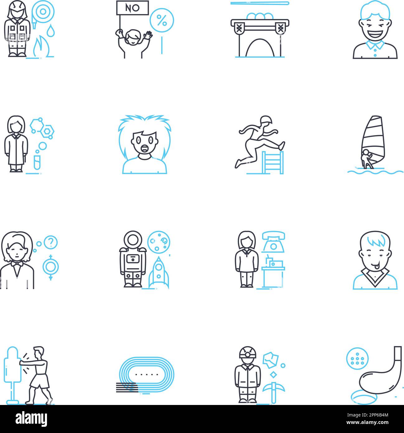 Lineare Symbole für Karrieremanagement. Beratung, Entwicklung, Coaching, Verbesserung, Fortschritt, Fortschritt, Richtungslinienvektor und Konzeptzeichen Stock Vektor