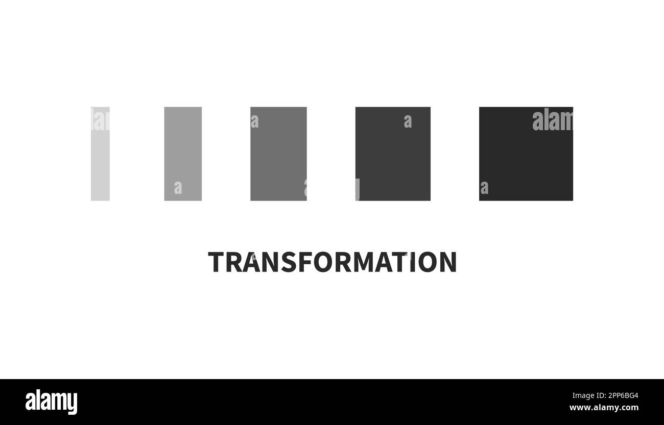 Transformation, Transformationssymbol. Abstrakte geometrische Transformation Logo, Coach Symbol, Evolution Vektor Konzept. Geschäftsfortschritt. Veränderung, innova Stock Vektor