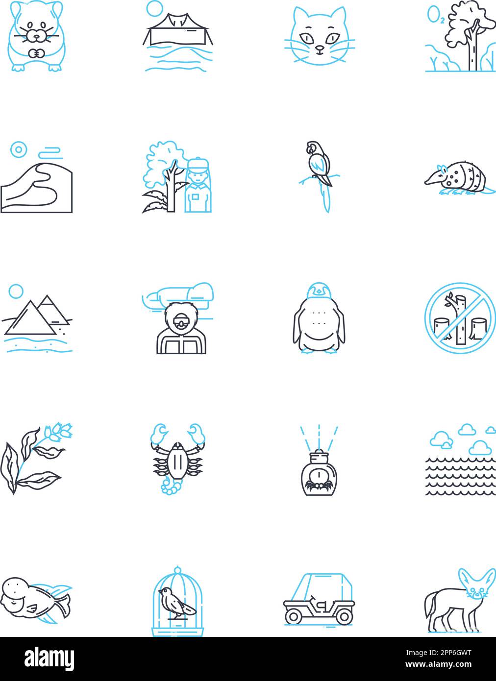 Lineare Symbole für Kreaturen festgelegt. Insekten, Nagetiere, Reptilien, Arachniden, Säugetiere, Vogellinienvektor und Konzeptzeichen. Amphibien, Bienen, Spinnen Stock Vektor