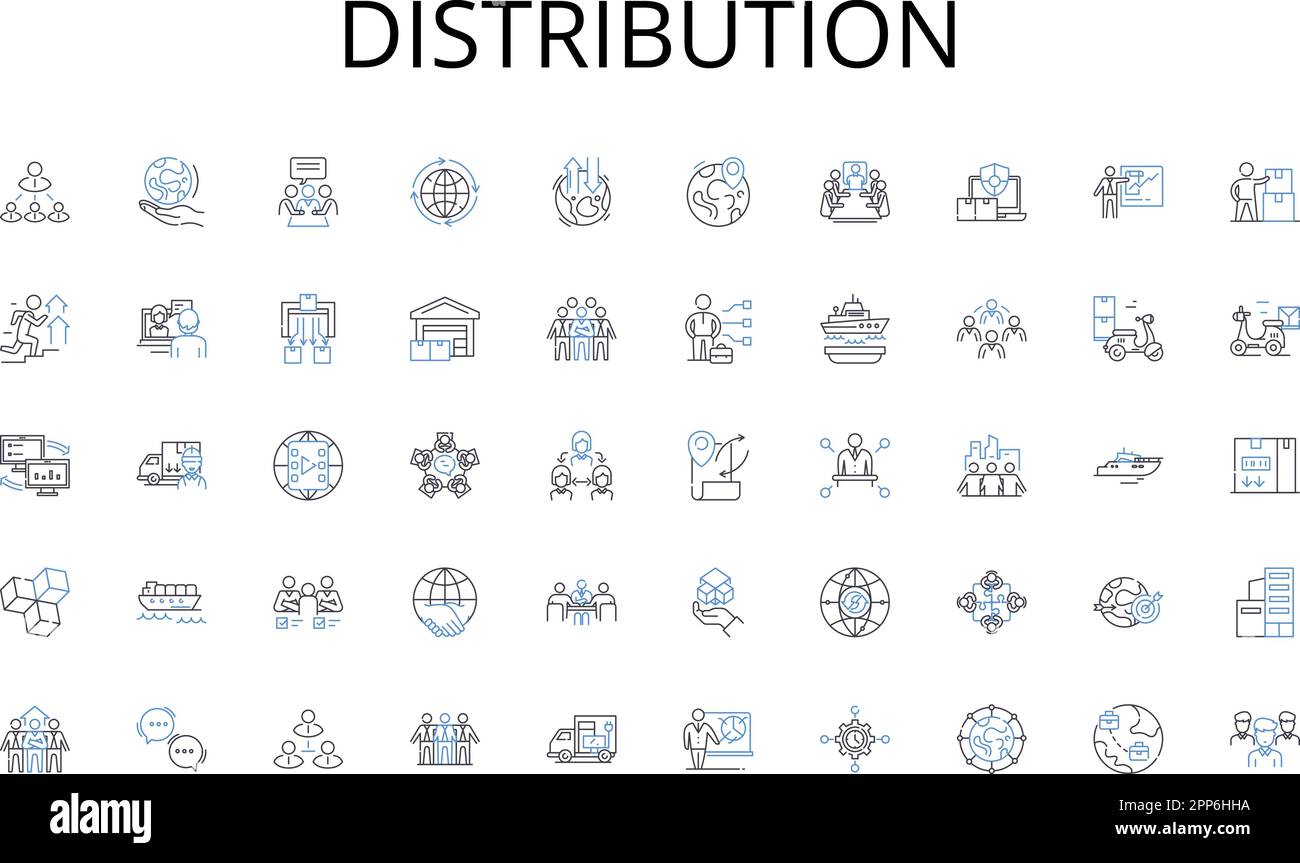 Symbolsammlung für Verteilungslinien. Strategisch, Partnerschaft, Zusammenarbeit, Joint Venture, Synergie, Synergistisch, Mutualismusvektor und linear Stock Vektor