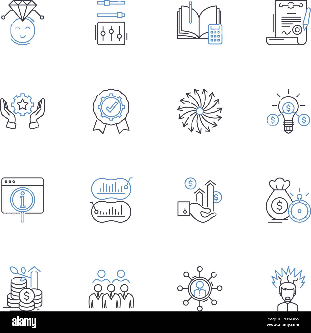 Symbolsammlung für Prozedur- und Prozesszeilen. Optimierung, Optimierung, Automatisierung, Standardisierung, Sequenzierung, Effizienz, Workflow-Vektor und linear Stock Vektor