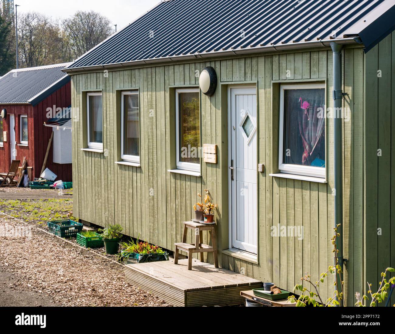 NestHouses Obdachlosenunterkunft, Social Bite Village, Granton, Edinburgh, Schottland, UK Stockfoto