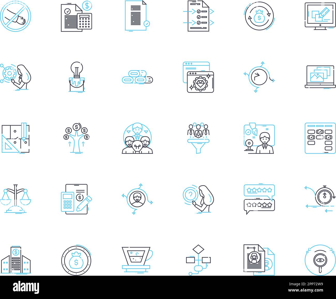 Linearer Symbolsatz für Rapid Prototyping. Iterativ, Agile, Design, Innovation, Präzision, Effizienz, Vektor der Fertigungsstraße und Konzeptzeichen. Drucken Stock Vektor