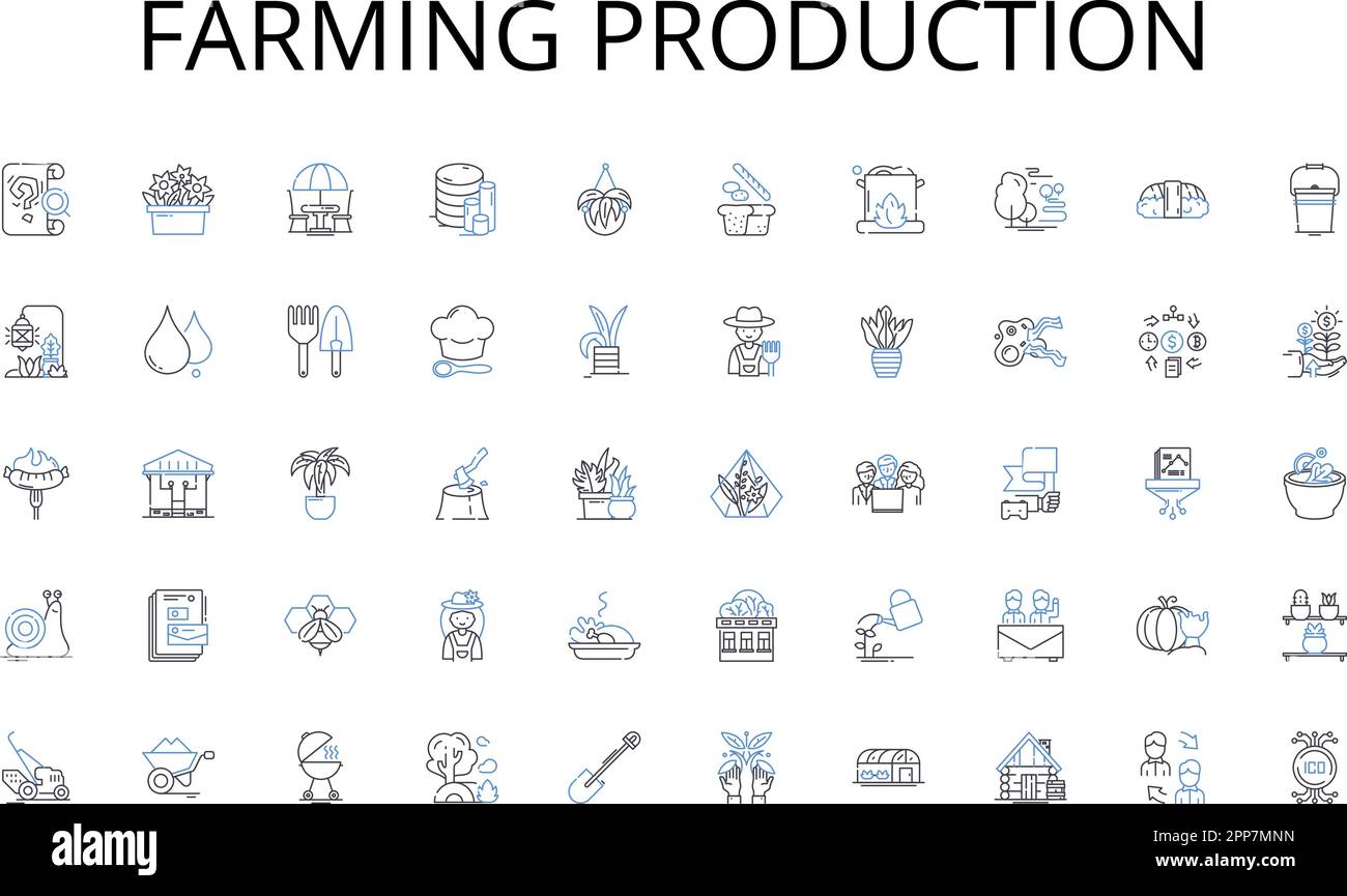 Symbolsammlung für landwirtschaftliche Produktionslinien. Mitarbeiter, Mitarbeiter, Mitarbeiter, Kollegen, Team, Management, Führungskräfte Vektor und lineare Darstellung Stock Vektor