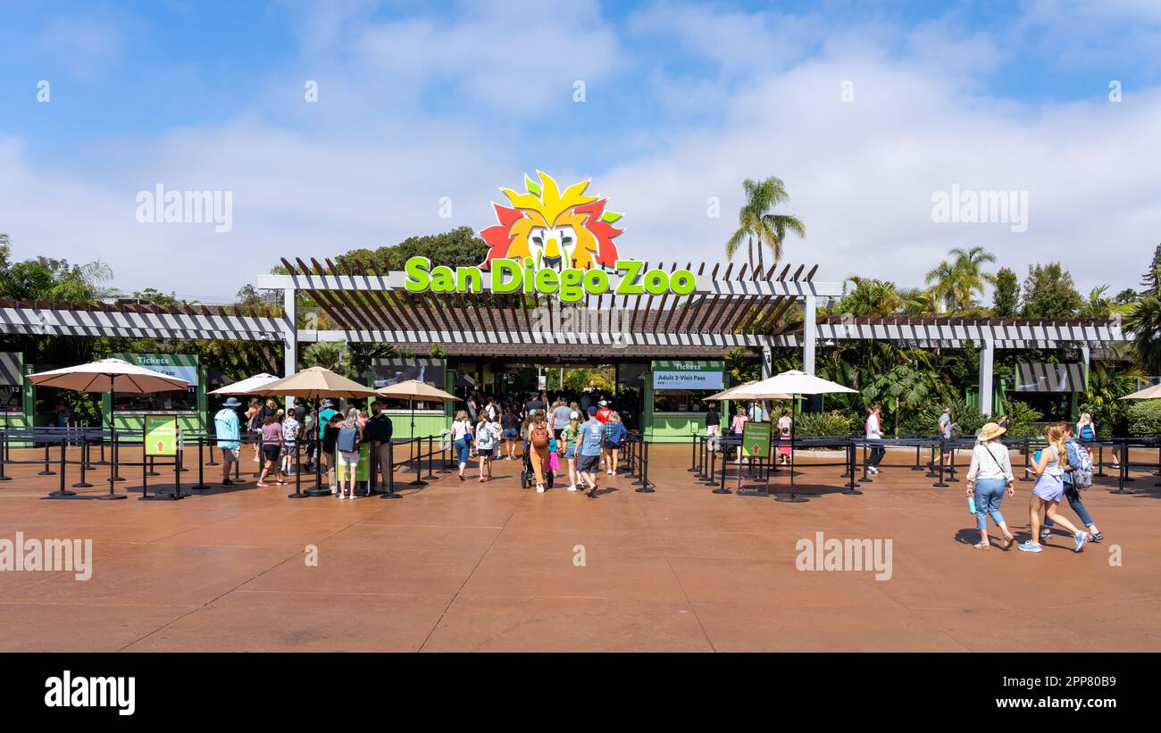Der Eingang zum San Diego Zoo. Stockfoto