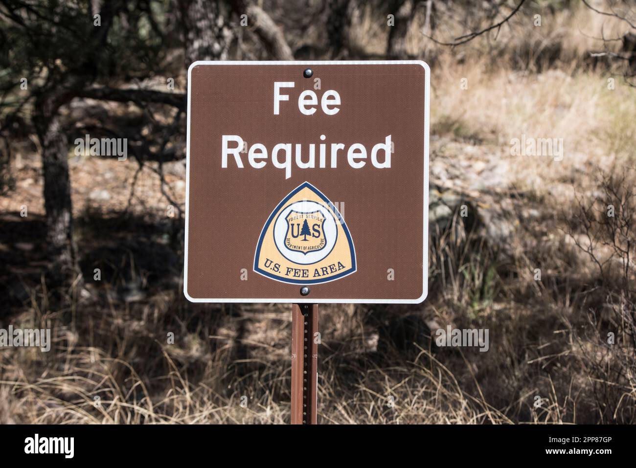 US Forest Service Fee Area Schild, Arizona, USA Stockfoto