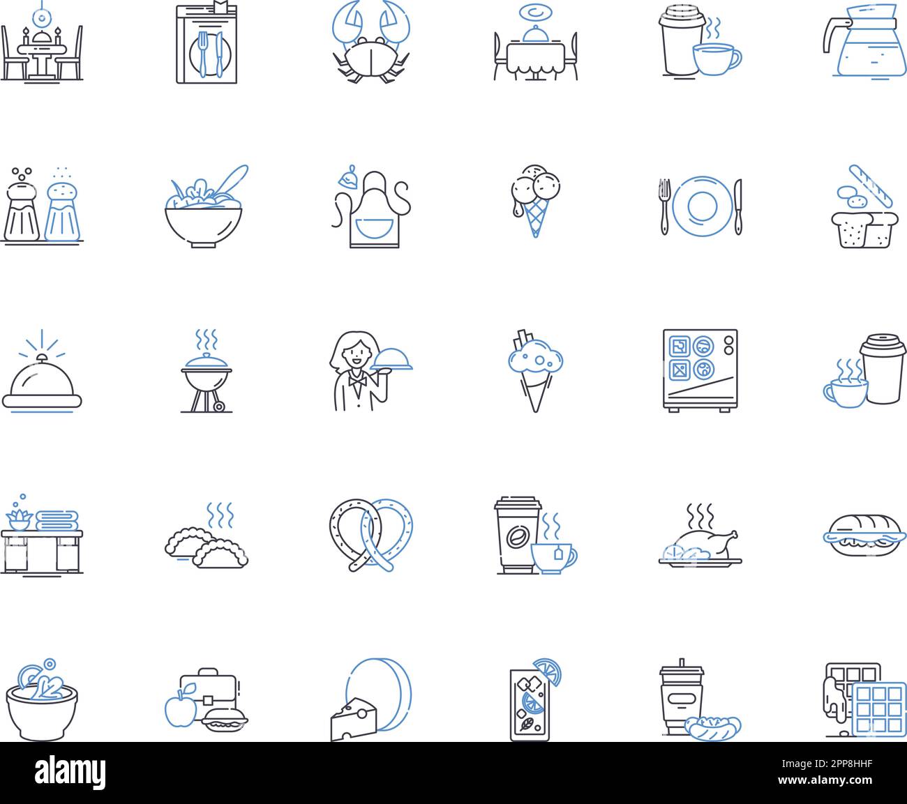 Sammlung der Zeilensymbole wird vorbereitet. Planung, Organisation, Bereit, Warnung, Bereitstellung, Anordnen, Äquip Vektor und lineare Darstellung. Aufbau, Versorgung Stock Vektor