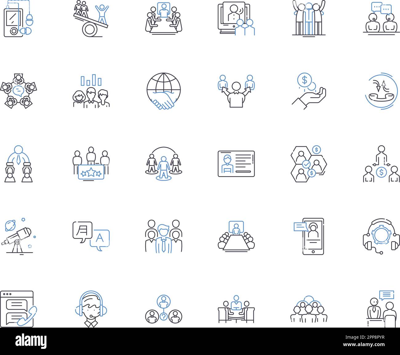 Symbolsammlung für Bildungsreformen. Gleichheit, Rechenschaftspflicht, Zugang, Innovation, Technologie, Diversität, Einbeziehungsvektor und lineare Darstellung Stock Vektor