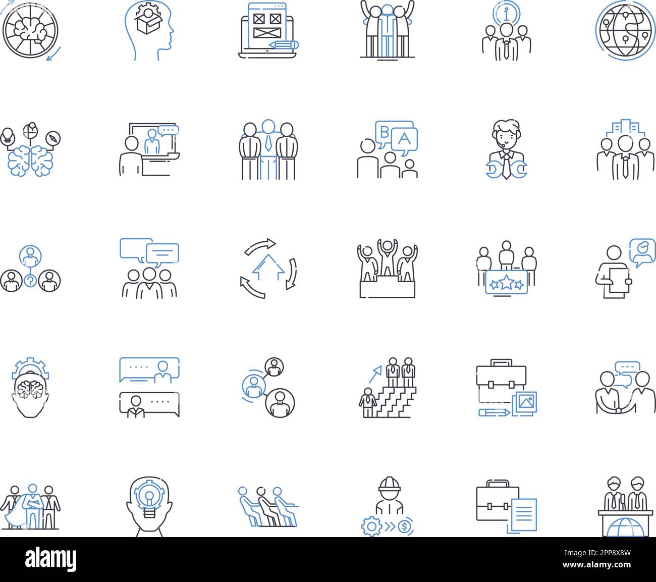 Symbolsammlung für Partnerschaftslinien von Unternehmen. Zusammenarbeit, Synergie, Allianz, Joint Venture, Zusammenarbeit, Zusammenarbeit, Kooperationsvektor und Stock Vektor