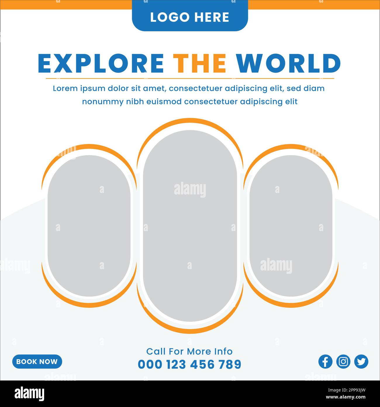 Entdecken Sie die Welt von Post Design, Social Post Design Stock Vektor