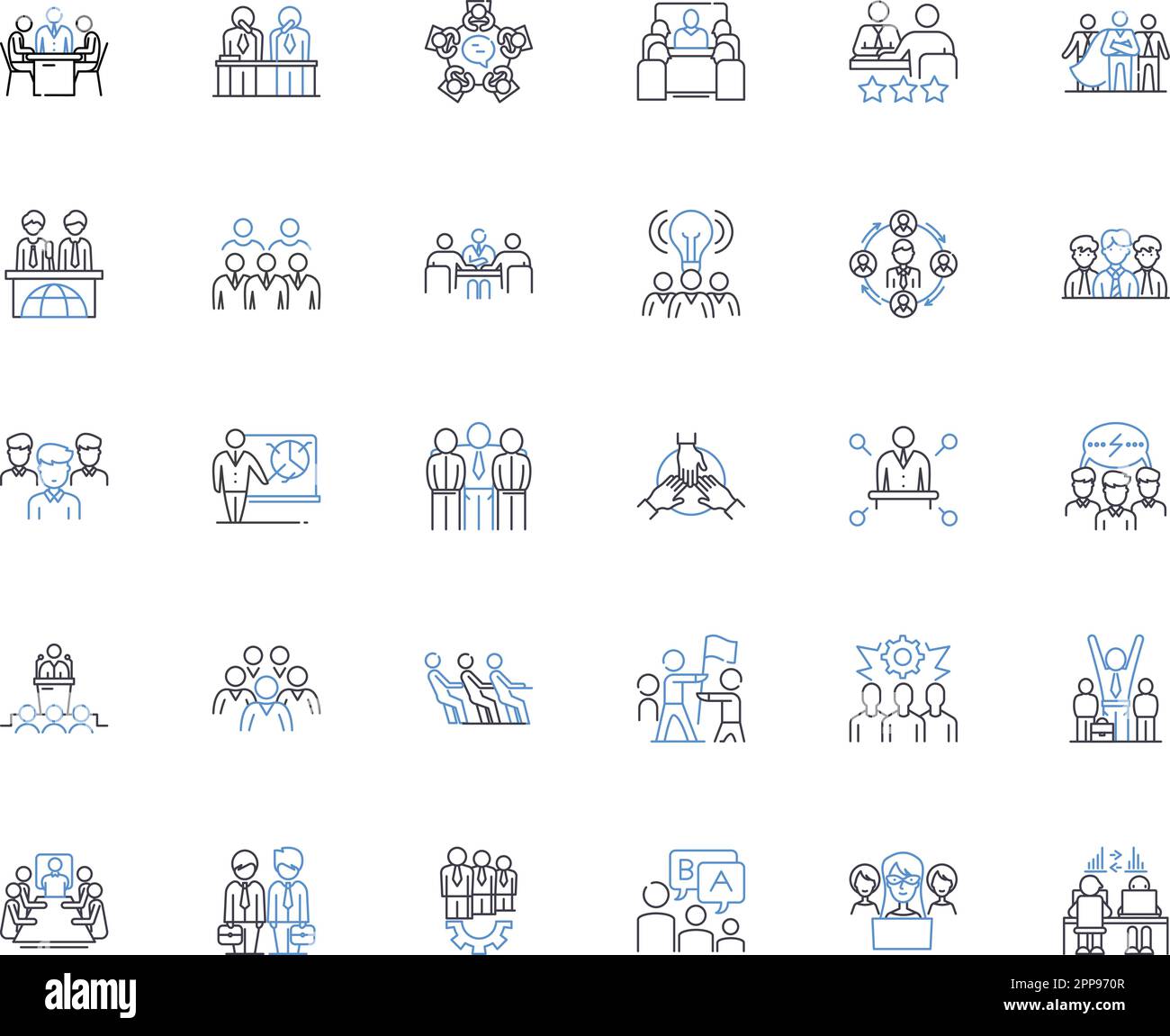 Symbolsammlung für Fertigungslinien. Maschine, Fertigung, Teile, Fertigung, Konstruktion, Konstruktion, Verbindungsvektor und lineare Darstellung Stock Vektor