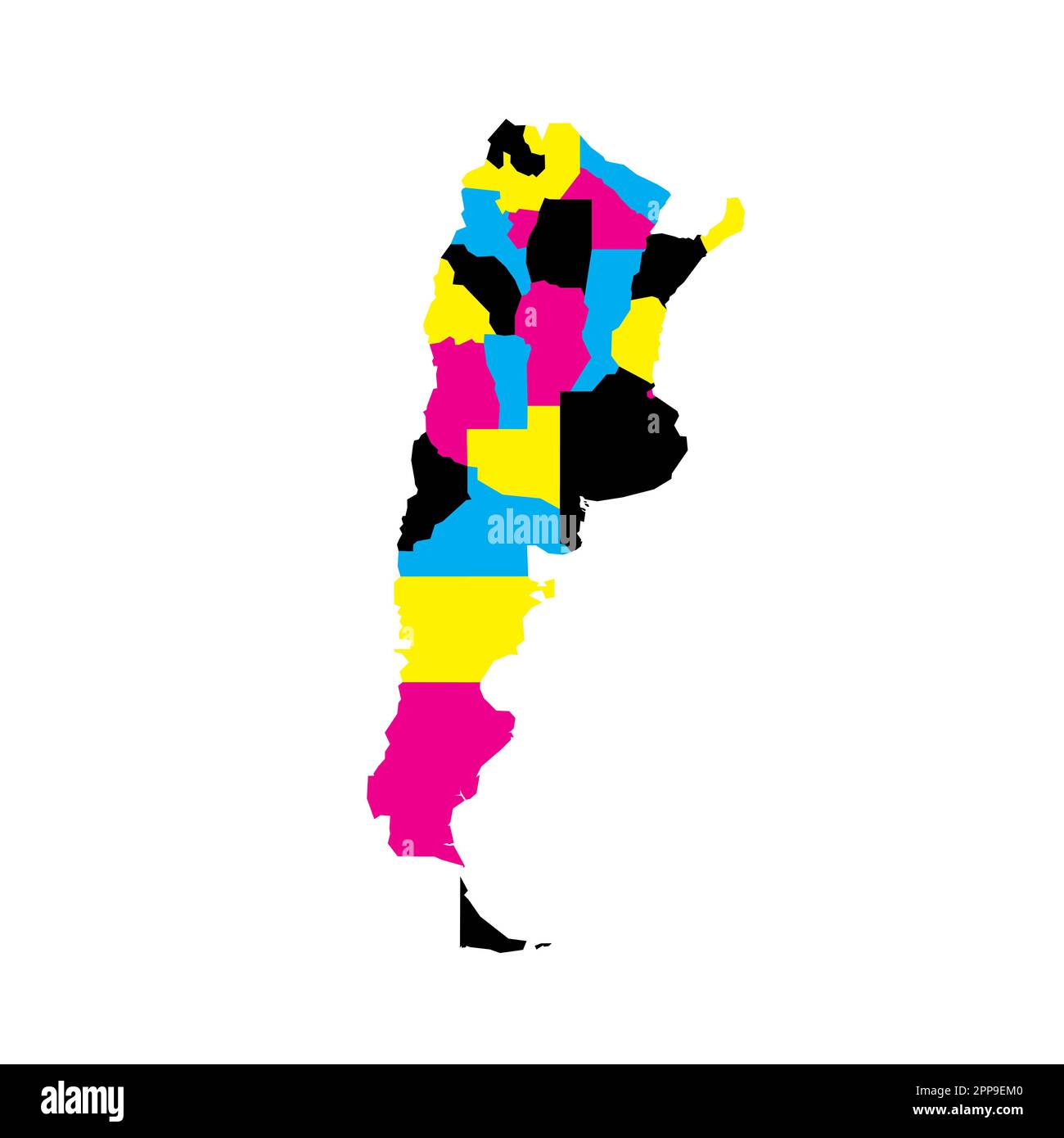 Argentinische politische Karte der Verwaltungsabteilungen - Provinzen und autonome Stadt Buenos Aires. Leere Vektorzuordnung in CMYK-Farben. Stock Vektor