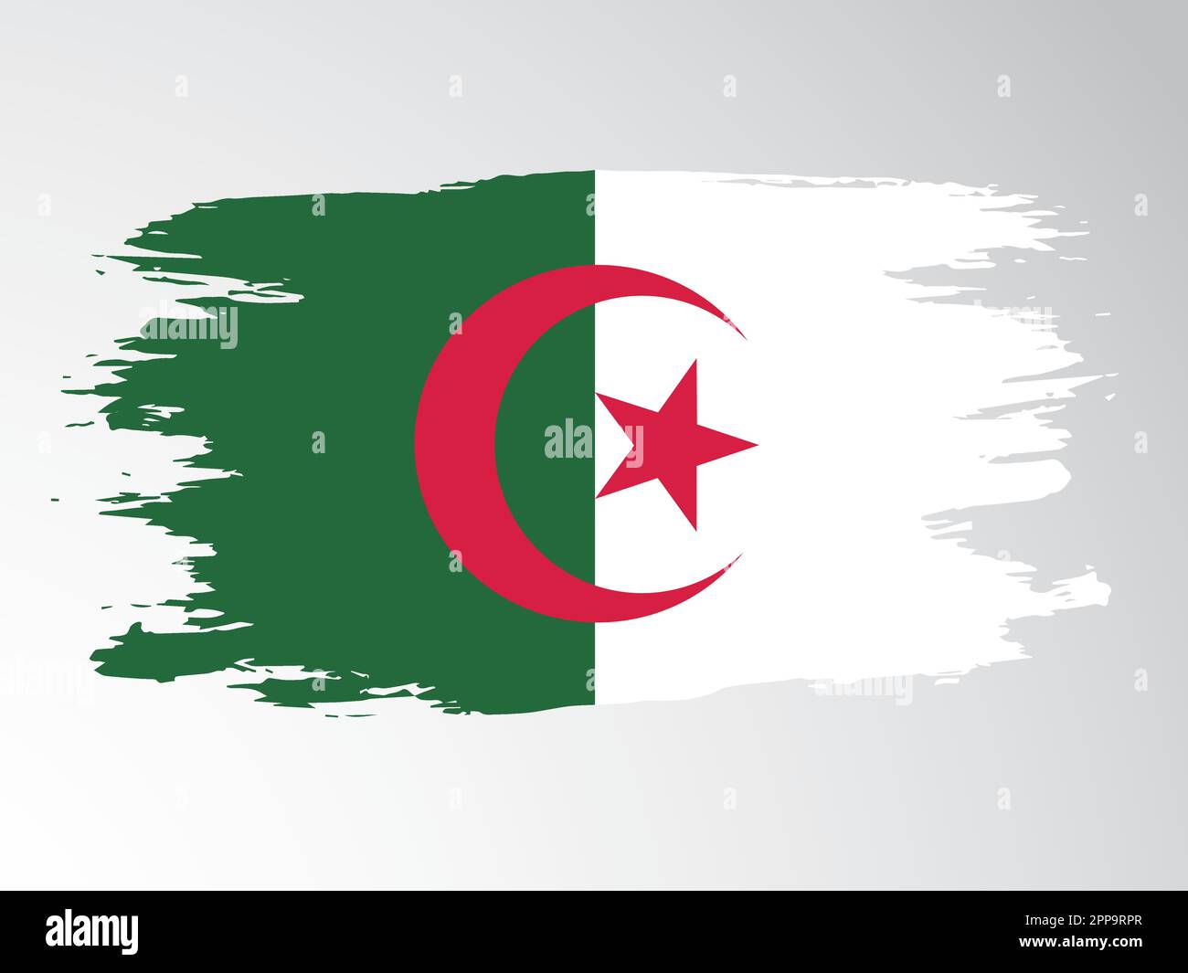 Algerien mit einem Pinsel bemalte Vektorfahne Stock Vektor