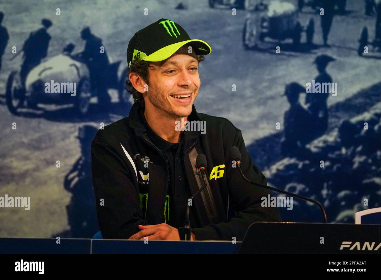 Monza, Italien. 23. April 2023. Valentino ROSSI auf der Fanatec GT World Challenge Europe Pressekonferenz in Autodromo di Monza am 22. April 2023 in Monza, Italien. Kredit: Luca Rossini/E-Mage/Alamy Live News Stockfoto