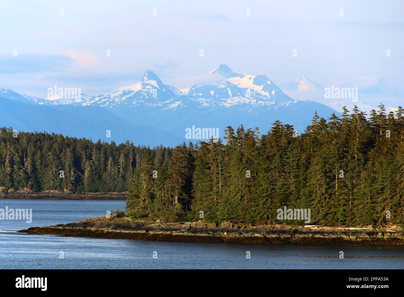 Kleine vegetierte Insel in Alexander-Archipel, Alaska, USA Stockfoto