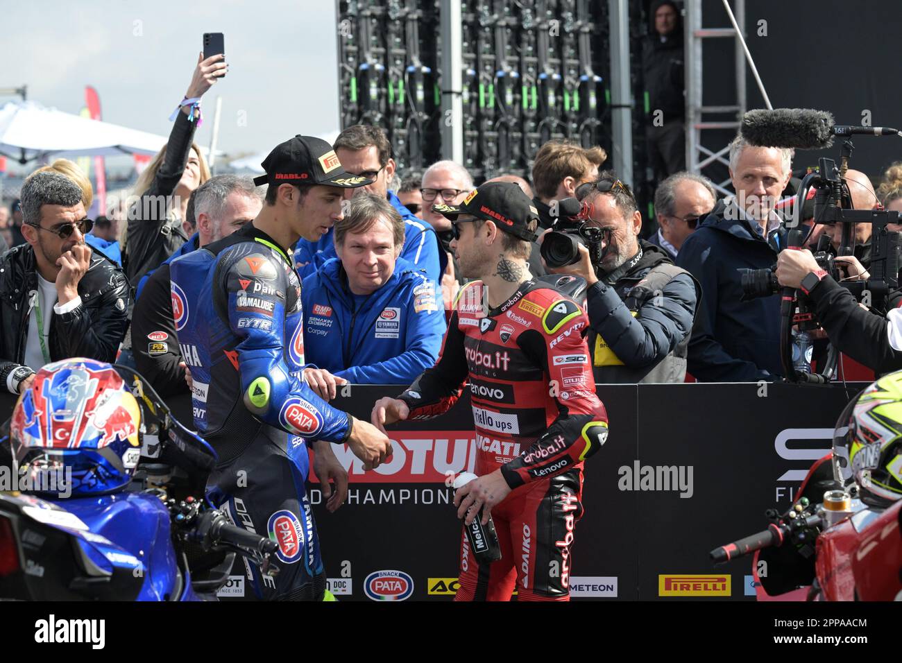 TT Assen Circuit, Assen, Niederlande, 22. April 2023, Nr. 1 Alvaro Bautista ESP Ducati Panigale V4R ARUBA.IT Racing -Ducati&#XA;ki Racing Team WorldSBK& Stockfoto