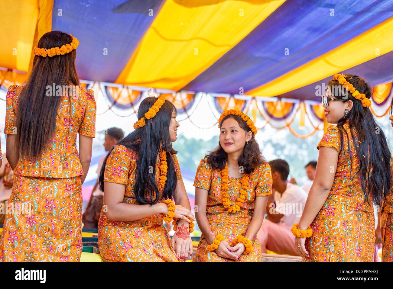 Traditionelles Wasserfestival (Sangrai) in Chittagong Hill Tracts, Bangladesch Stockfoto